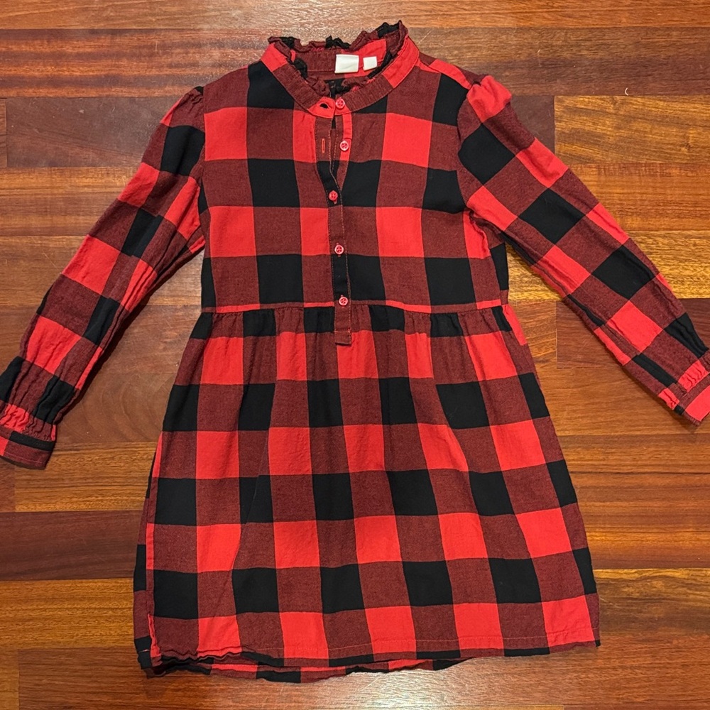GAP Kids Red and Black Plaid Dress